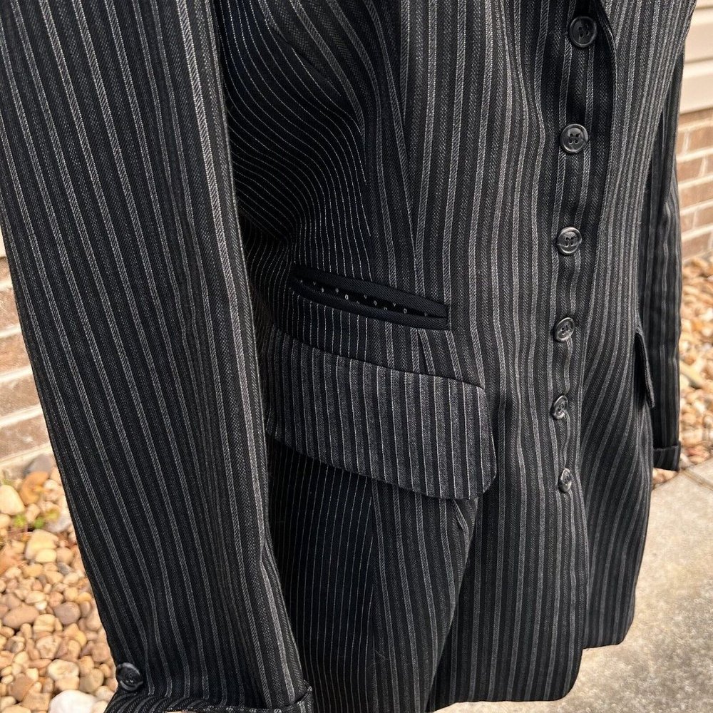 Tina Hagen VTG Wool Blazer Medium Artsy 4 Fabric Patterns Black Gray Silver Sz M - Picture 7 of 15